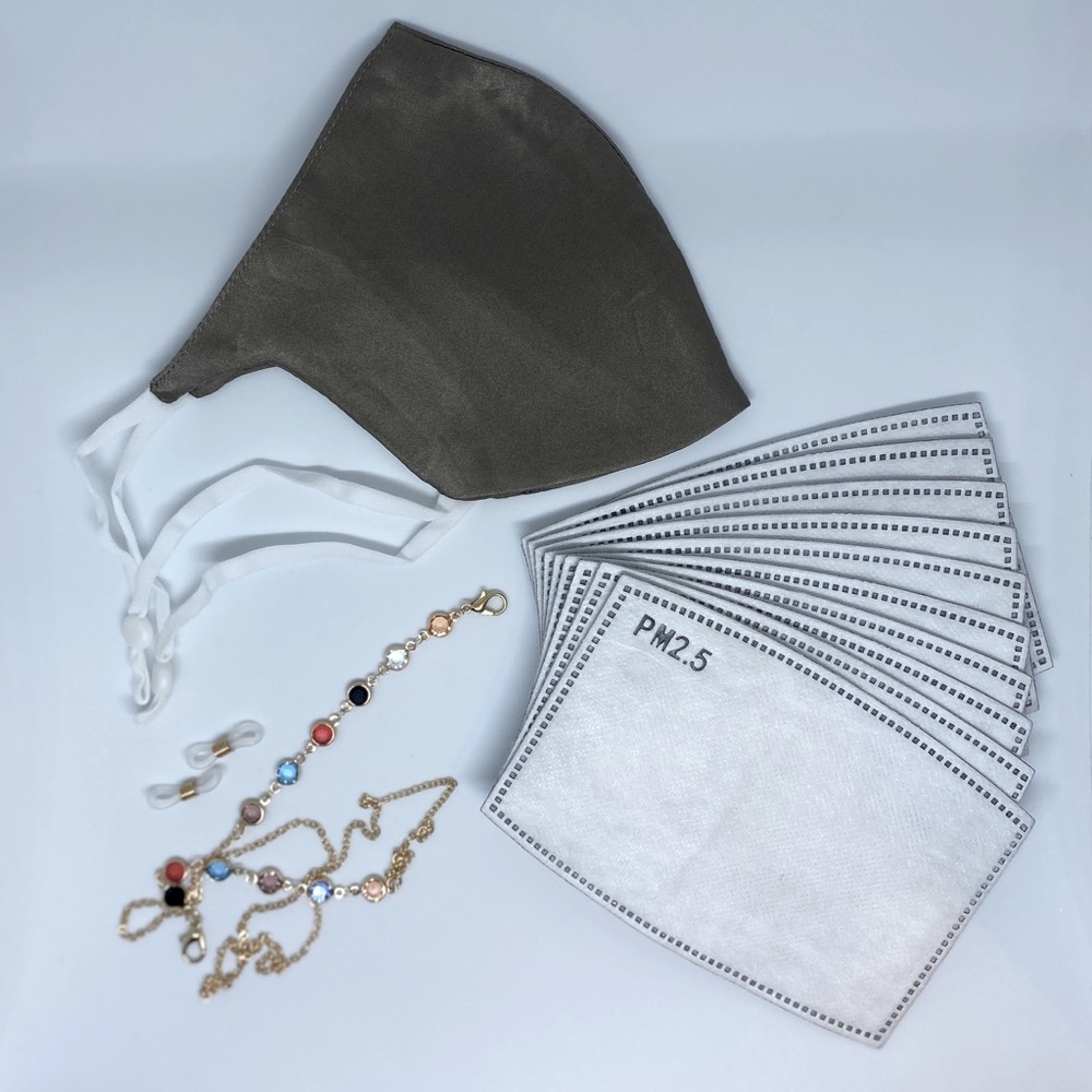 Mulberry silk facemask with lanyard & filters